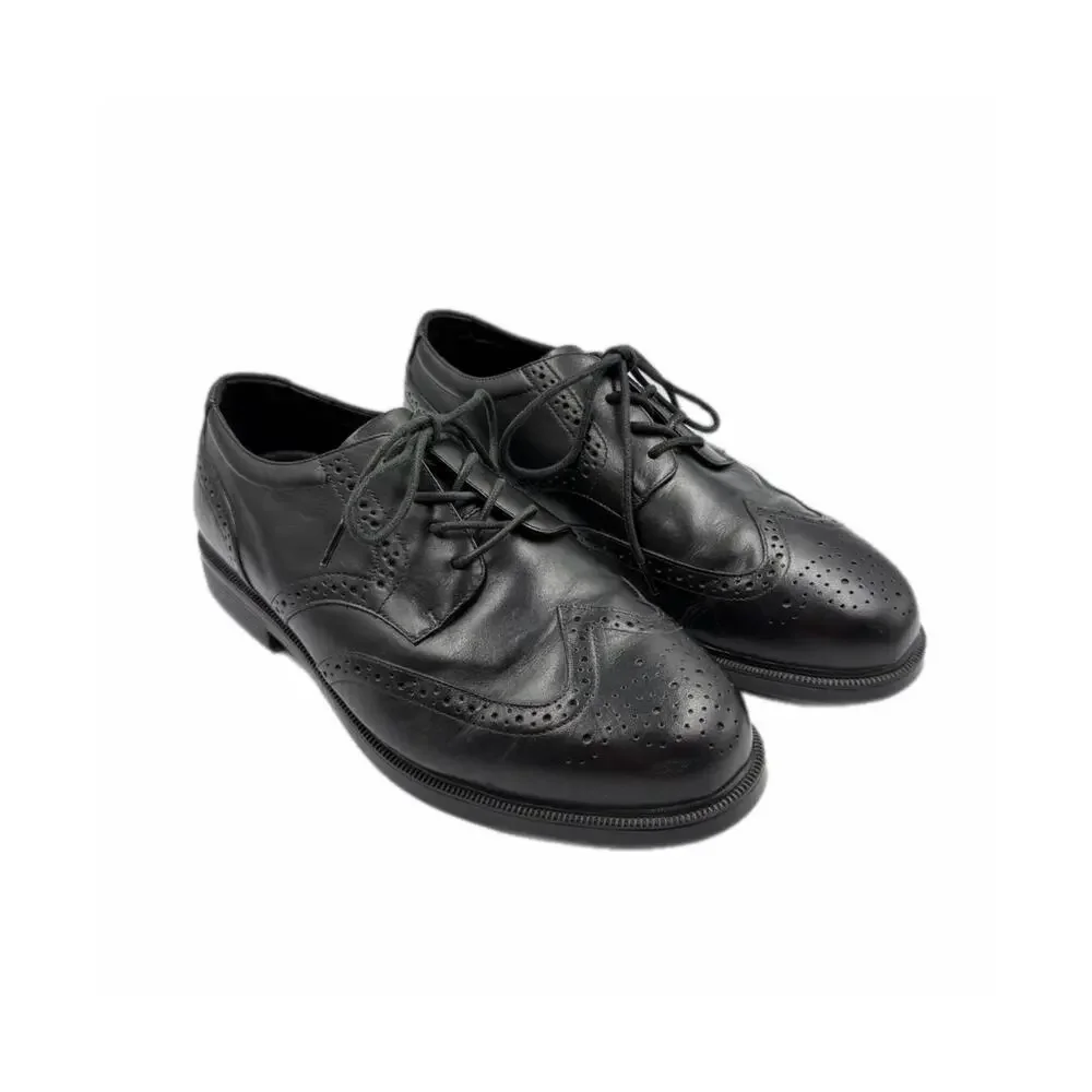 Propet Men's 10.5 XX WIDE Wall Street Black Leather Lace Up Office Work Oxfords